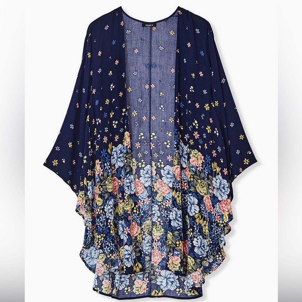 Torrid Crepe Kimono Navy Floral